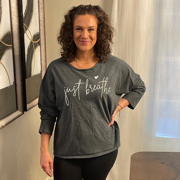 Just Breathe Light Weight Sweatshirt. Size: XXL Color: Heather Gray - Picture 1 of 8